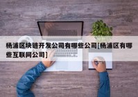 杨浦区块链开发公司有哪些公司[杨浦区有哪些互联网公司]