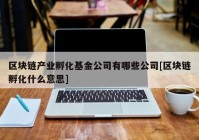 区块链产业孵化基金公司有哪些公司[区块链孵化什么意思]